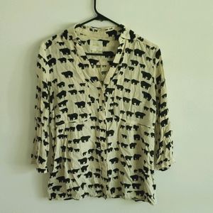 Maeve bear print button down